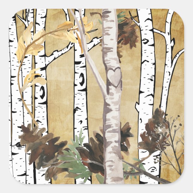 Birch Trees y Pegatinas del Cono Pino (Anverso)