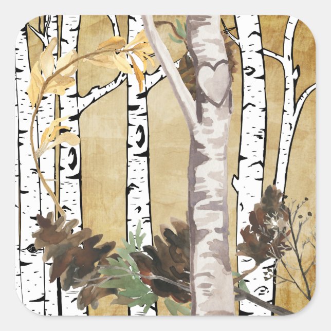 Birch Trees y Pegatinas del Cono Pino (Anverso)