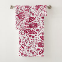 Bird Art Red White