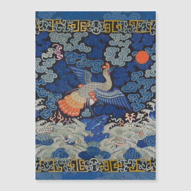 Bird Blue Chinese Embroidery Vintage (Anverso)