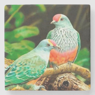 Bird green _coaster posavasos de piedra