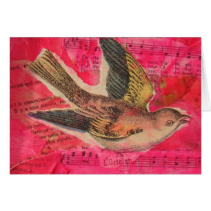 Bird Mixed Media Hot Pink Background