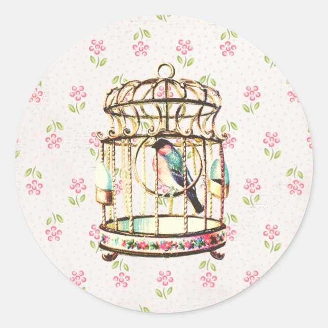 Birdcage Vintage Pegatina (Anverso)
