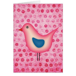 Birdie on Pink Polka Dots
