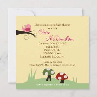 Birdie Woodland 5x5 Invitación a Baby Shower