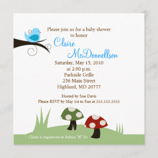 Birdie Woodland 5x5 Invitación a Baby Shower