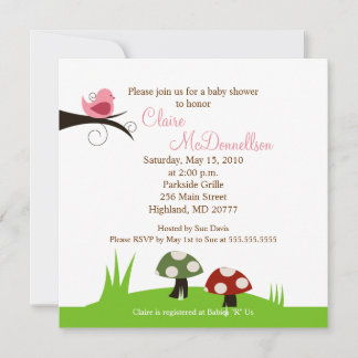 Birdie Woodland 5x5 Invitación a Baby Shower