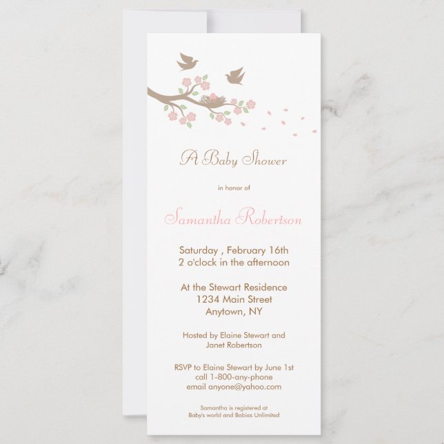 Birds Nest Baby Shower Invitación (Anverso)