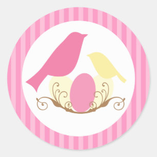 Birds Nest Baby Shower Sellos para sobres