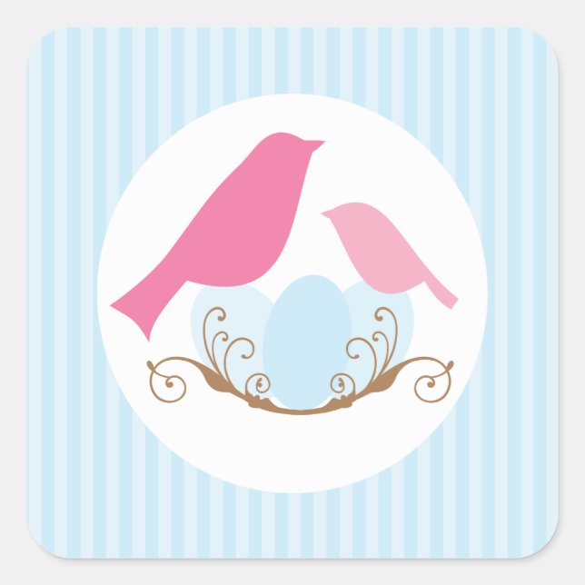Birds Nest Baby Shower Sellos para sobres (Anverso)