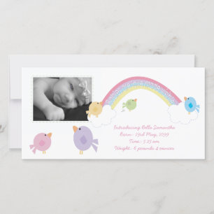 Birds & Rainbow Baby Invitación fotográfica