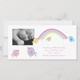 Birds & Rainbow Baby Invitación fotográfica