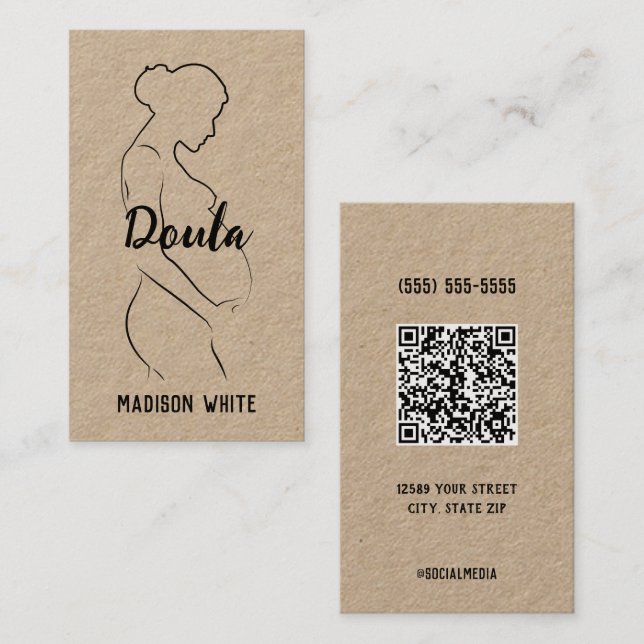 🤰 Birmania Doula Personalizado QR Tarjeta de pres (Anverso / Reverso)