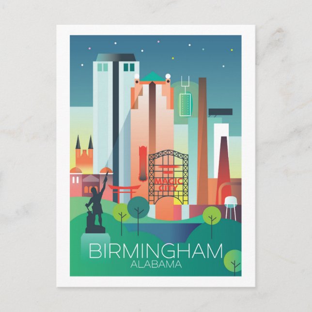Birmingham, tarjeta postal de Alabama (Anverso)