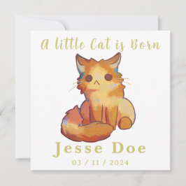 Birth Boy and Girl card, little cat