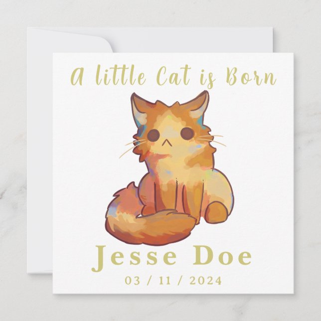 Birth Boy and Girl card, little cat (Anverso)
