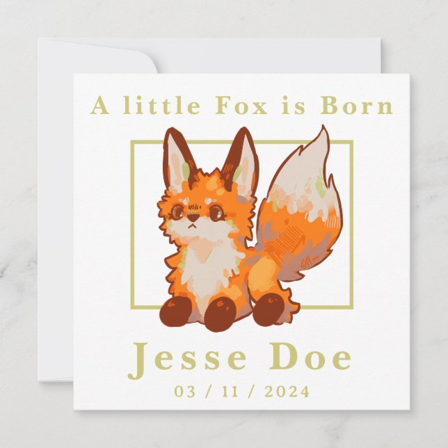Birth Boy and Girl card, little Fox (Anverso)