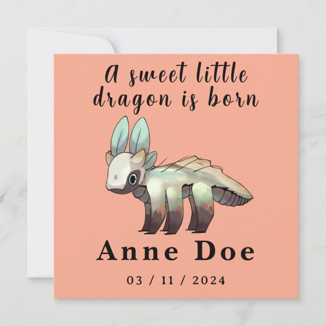 Birth Girl, Card Cute Dragon  (Anverso)