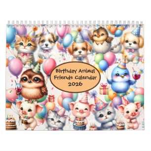 Birthday Animal Friends 2026 Calendario 12 meses