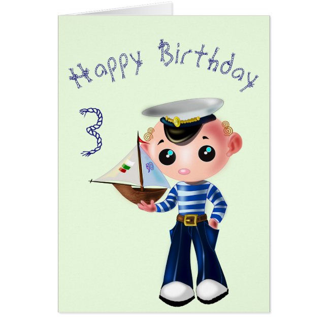 Birthday Baby Card Little Sailor - Personalized (Frente)