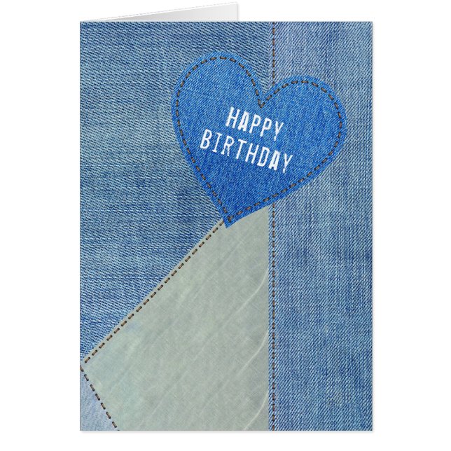 Birthday Blue Denim Heart (Frente)