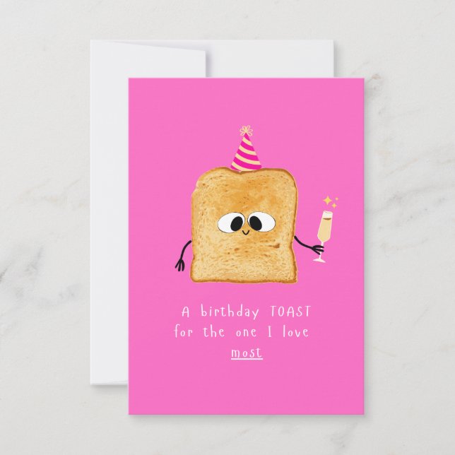 Birthday card Toast, simple, funny and cute design (Anverso)