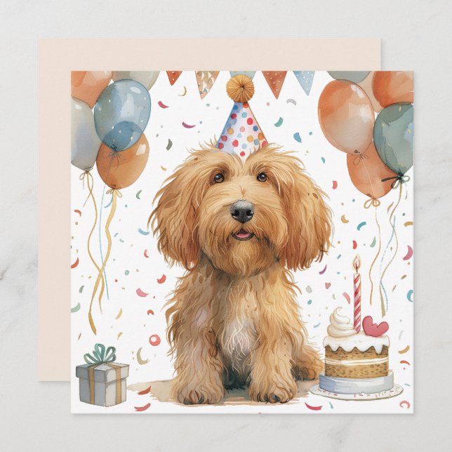 Birthday Goldendoodle Dog (Anverso / Reverso)
