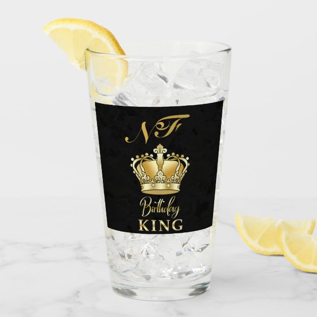 Birthday King Gold Crown Royal Monogram Luxury (Anverso (hielo))