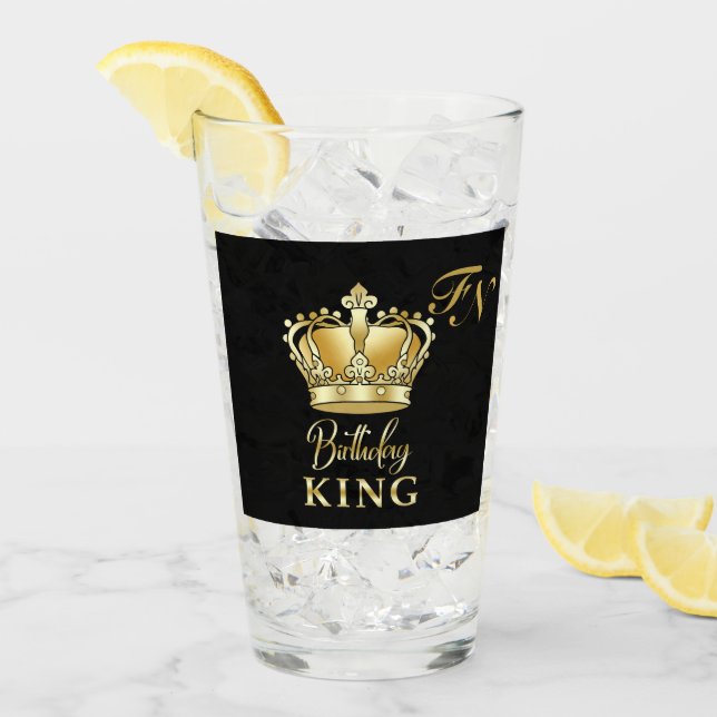 Birthday King Gold Crown Royal Monogram Luxury (Anverso (hielo))