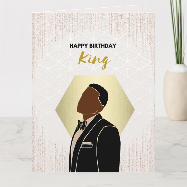 Birthday King | Tarjeta de felicitación negra (Anverso)