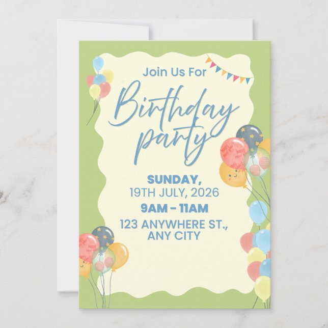 Birthday Party Invitation  (Anverso)