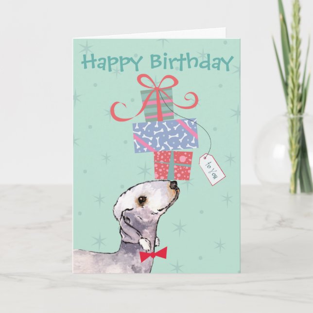Birthday Presenta Tarjeta Bedlngton Terrier (Anverso)