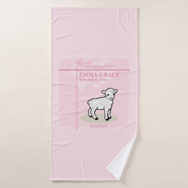 Bisnieta Bautizo Rosa Niña Cordero (Toalla de baño)