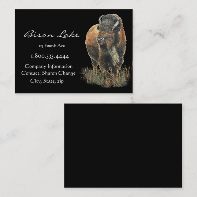 Bison negro clásico, tarjeta de visita de búfalo (Anverso / Reverso)