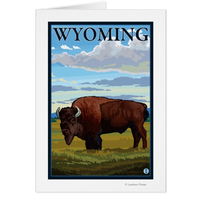 Bison Scene WyomingVintage Travel Poster (Frente)