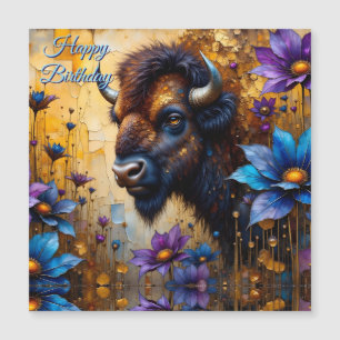Bisonte Americano en textura Flor Feliz Cumpleaños