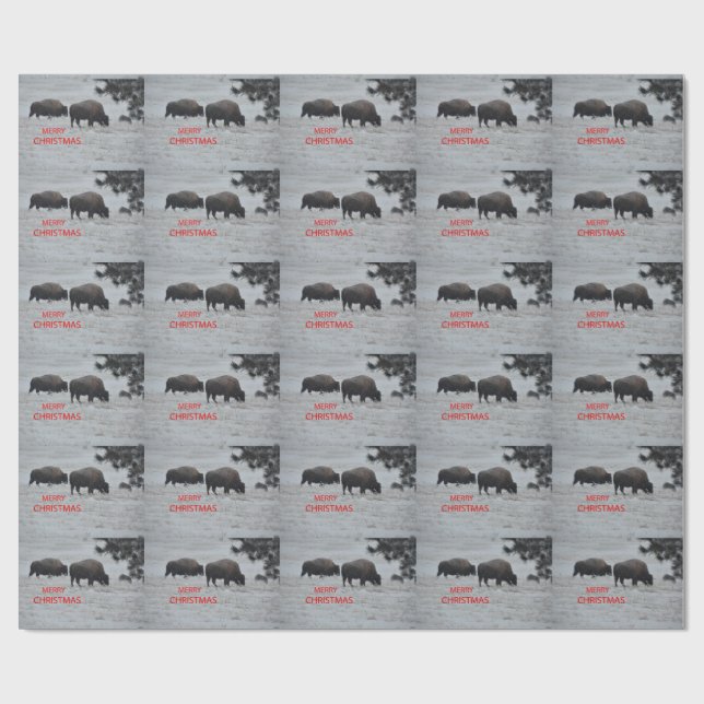 Bisonte en papel de embalaje del navidad de la (Superficie plana)
