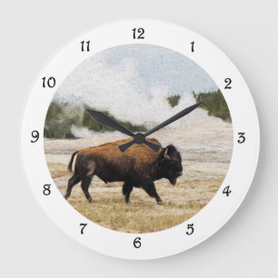Bisonte y reloj de pared fiel viejo