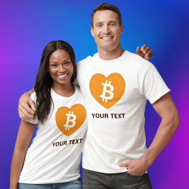 Bitcoin B en camiseta de corazón Naranja