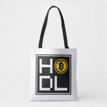 Bitcoin BTC 8-Bit Cuadrado HODL | Bolsa de mano