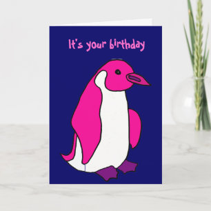 BL- Tarjeta de cumpleaños Pingüino Rosa