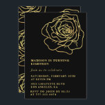 Black 18th cumpleaños invitaciones Gold Floral<br><div class="desc">Invitaciones de 18 años para Black Gold Flowers</div>