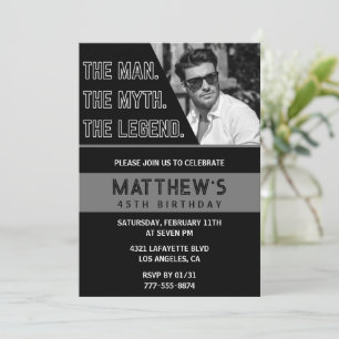 Black 45th cumpleaños invitaciones The Man The Leg