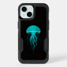 Black 4 Luxe iPhone 15 Case, Green Jellyfish