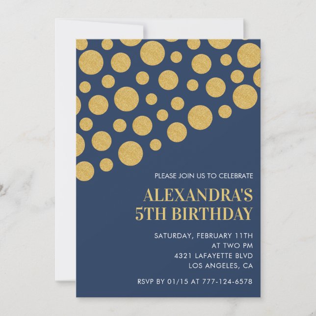 Black 5º cumpleaños invitaciones de la Marina de O (Anverso)