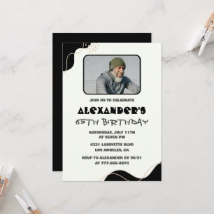 Black 65th cumpleaños invitaciones Hombres Simple