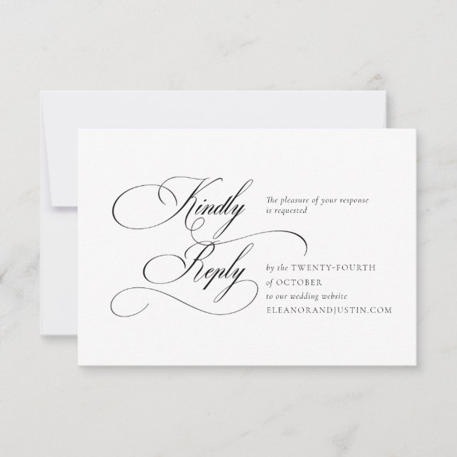 Black "A" Monogram Wedding RSVP Card (Anverso)
