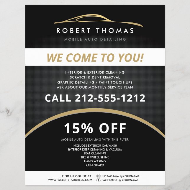 Black and Gold Detallado de Autos, Volante de lava (Frente)