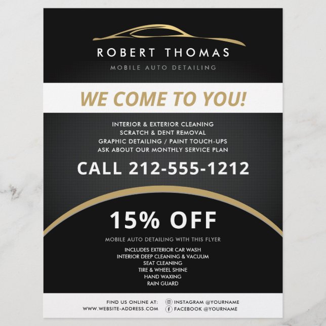 Black and Gold Detallado de Autos, Volante de lava (Frente)