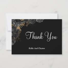 Black And Gold Floral Gracias Cartas